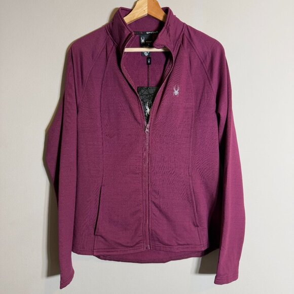 NWT Spyder Active Full Zip Fleece Jacket Womens Medium Purple Soft Shell Outdoor - Picture 4 of 15